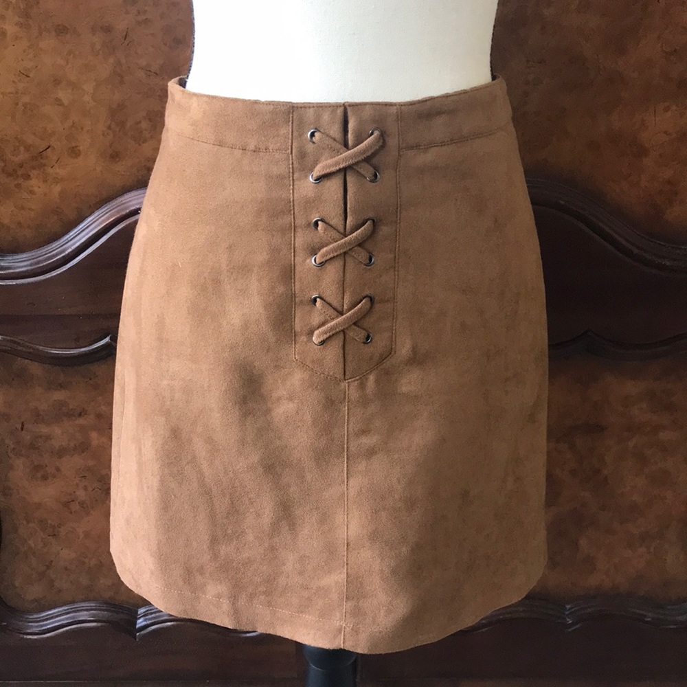 BCBGeneration Faux Suede Lace Up Skirt